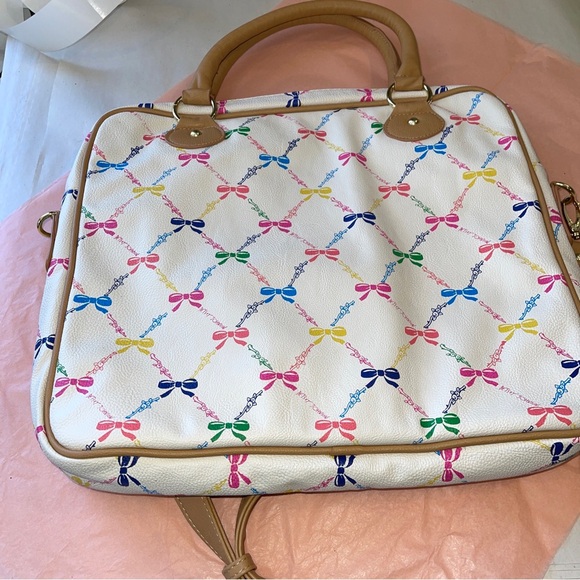 BETSEY JOHNSON Colorful Bowtie Vegan Leather Messenger Padded Laptop Bag, boho - Picture 6 of 10